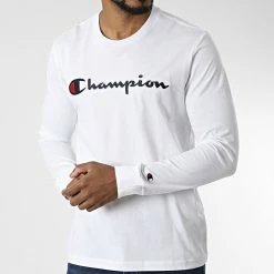 Tee Shirt Manches Longues 217861 Blanc de Champion -Champion Soldes champion 327725 217861 WW001 20220719T161744 03