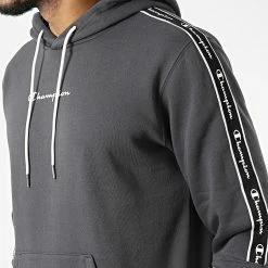 Sweat Capuche A Bandes 217829 Gris Anthracite de Champion -Champion Soldes champion 327813 217829 ES509 20220719T160831 02