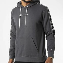 Sweat Capuche A Bandes 217829 Gris Anthracite de Champion -Champion Soldes champion 327813 217829 ES509 20220719T160832 03