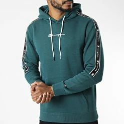 Sweat Capuche A Bandes 217829 Vert de Champion -Champion Soldes champion 327814 217829 GS549 20220719T160722 03