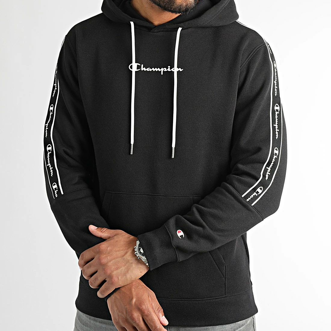 Sweat Capuche A Bandes 217829 Noir de Champion 3 Sweat Capuche A Bandes 217829 Noir de Champion