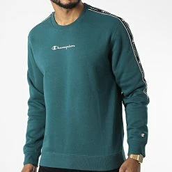 Sweat Crewneck A Bandes 217830 Vert de Champion -Champion Soldes champion 327820 217830 GS459 20220719T160739 03