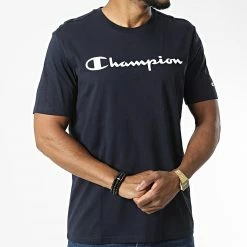 Tee Shirt 218284 Bleu Marine de Champion -Champion Soldes champion 327836 218284 BS501 20220719T161243 03