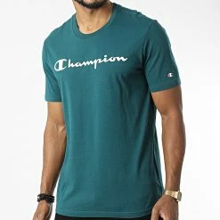 Tee Shirt 218284 Vert Foncé de Champion