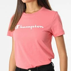 Tee Shirt Femme 115422 Rose de Champion -Champion Soldes champion 327858 115422 PS171 20220808T161351 03