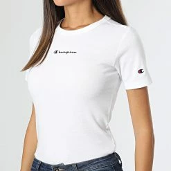 Tee Shirt Slim Femme 115430 Blanc de Champion -Champion Soldes champion 327863 115430 WW001 20220819T140152 03
