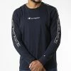 Tee Shirt Manches Longues A Bandes 217837 Bleu Marine de Champion
