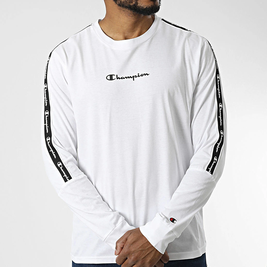 Tee Shirt Manches Longues A Bandes 217837 Blanc de Champion 9 Tee Shirt Manches Longues A Bandes 217837 Blanc de Champion – Image 7