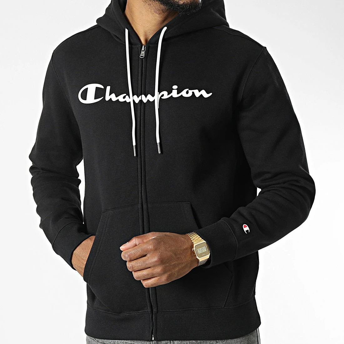 Sweat Zippé Capuche 217929 Noir de Champion 5 Sweat Zippé Capuche 217929 Noir de Champion – Image 3