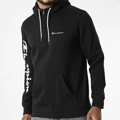 Sweat Col Zippé Capuche 217930 Noir de Champion