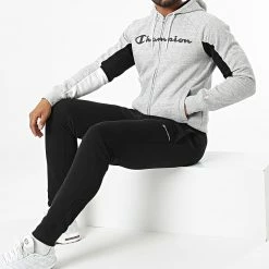 Ensemble De Survetement 218115 Gris Chiné Noir de Champion