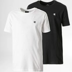 Lot De 2 Tee Shirts Enfant 304935 Blanc Noir de Champion