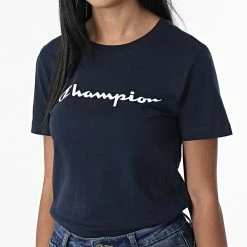 Tee Shirt Femme 115422 Bleu Marine de Champion -Champion Soldes champion 328155 115422 BS501 20220802T161335 03