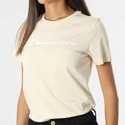 Tee Shirt Femme 115422 Beige de Champion -Champion Soldes champion 328157 115422 YS014 20220808T161113 03
