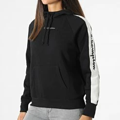 Sweat Capuche Femme A Bandes 115571 Noir de Champion -Champion Soldes champion 328175 115571 KK001 20220810T135314 03