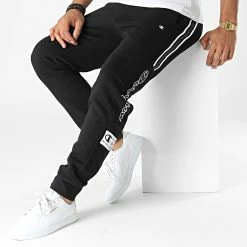 Pantalon Jogging A Bandes 217846 Noir de Champion -Champion Soldes champion 328214 217846 KK001 20220727T151437 03