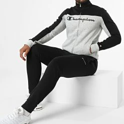 Ensemble De Survetement 218118 Gris Chiné Noir de Champion