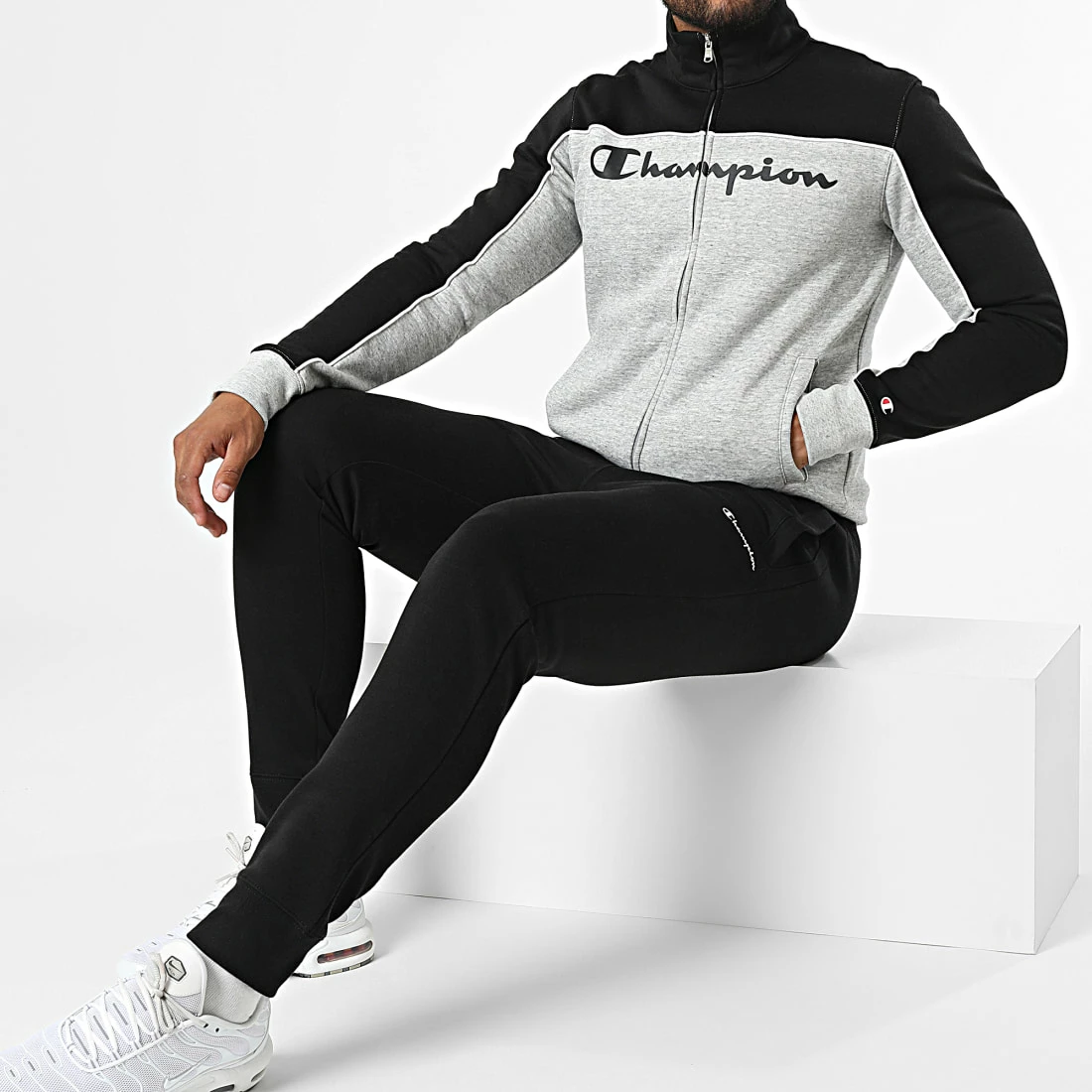 Ensemble De Survetement 218118 Gris Chiné Noir de Champion 3 Ensemble De Survetement 218118 Gris Chiné Noir de Champion