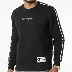 Sweat Crewneck A Bandes 217843 Noir de Champion