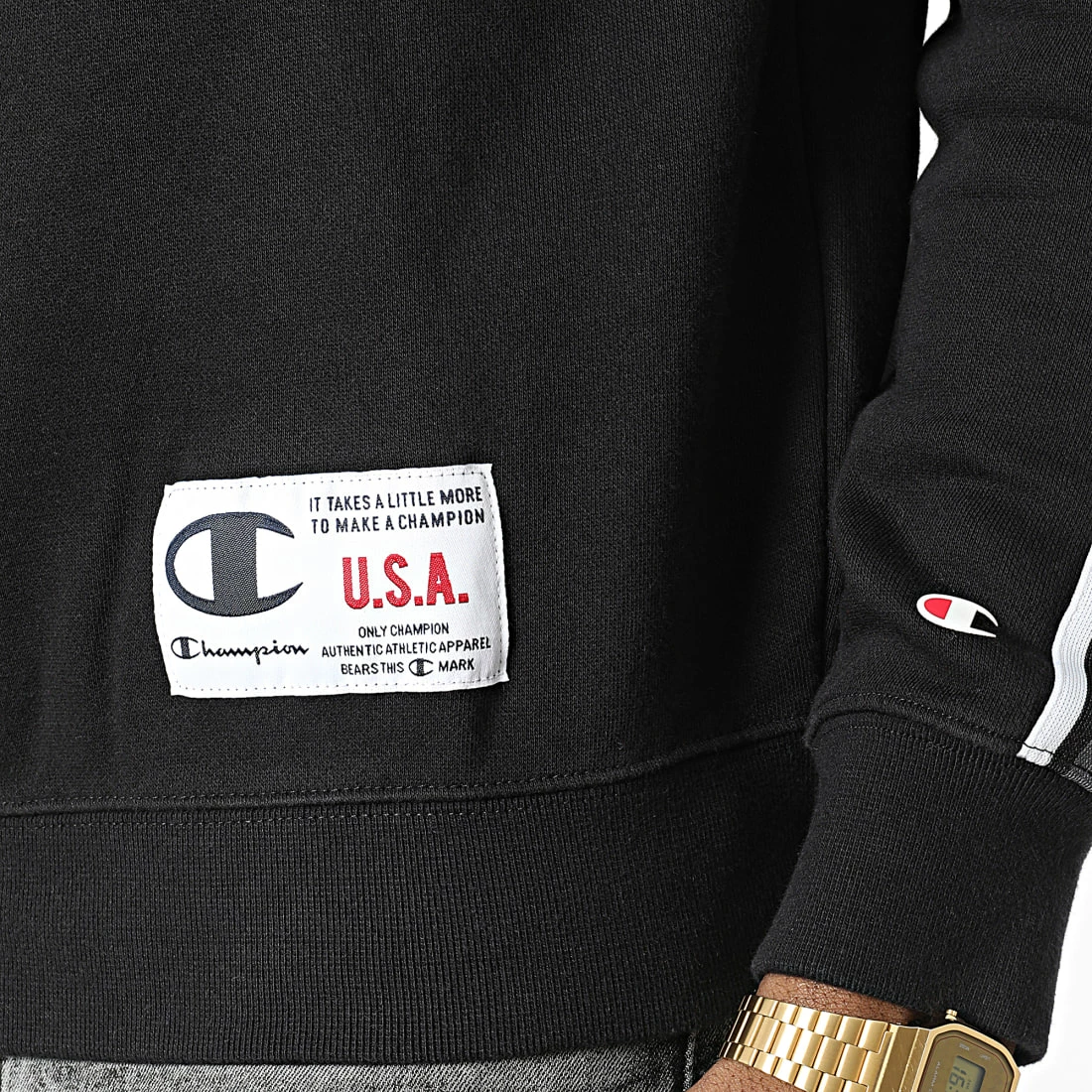 Sweat Crewneck A Bandes 217843 Noir de Champion 4 Sweat Crewneck A Bandes 217843 Noir de Champion – Image 2
