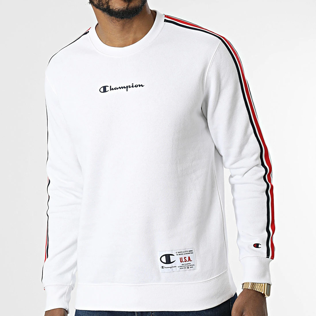 Sweat Crewneck A Bandes 217843 Blanc de Champion 3 Sweat Crewneck A Bandes 217843 Blanc de Champion