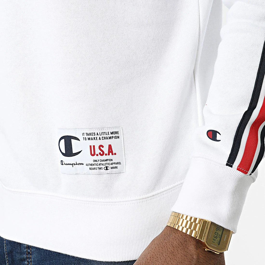 Sweat Crewneck A Bandes 217843 Blanc de Champion 4 Sweat Crewneck A Bandes 217843 Blanc de Champion – Image 2