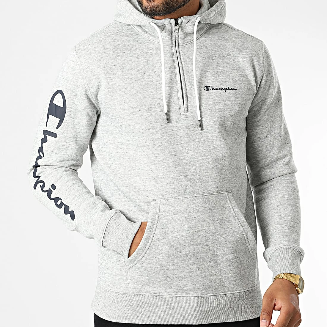 Sweat Col Zippé Capuche 217930 Gris Chiné de Champion 3 Sweat Col Zippé Capuche 217930 Gris Chiné de Champion