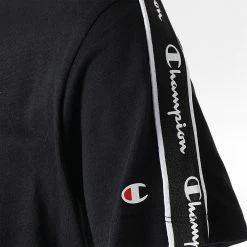 Tee Shirt Enfant A Bandes 306116 Noir de Champion -Champion Soldes champion 329820 306116 KK001 20220913T160540 02