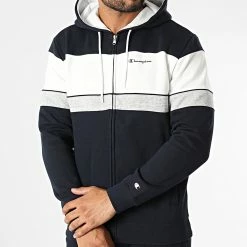 Ensemble Sweat Zippé Capuche et Pantalon Jogging 218113 Bleu Marine de Champion -Champion Soldes champion 330390 218113 BS501 20220805T105652 03