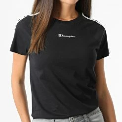 Tee Shirt Femme A Bandes 115578 Noir de Champion