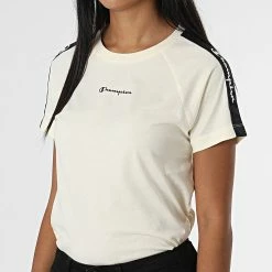 Tee Shirt Femme A Bandes 115578 Jaune de Champion