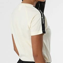 Tee Shirt Femme A Bandes 115578 Jaune de Champion -Champion Soldes champion 331528 115578 WW005 20220811T160927 04