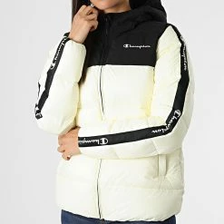 Doudoune Capuche Femme A Bandes 115755 Beige de Champion