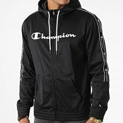 Veste Zippée Capuche A Bandes 217838 Noir de Champion