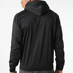 Veste Zippée Capuche A Bandes 217838 Noir de Champion -Champion Soldes champion 331534 217838 KK001 20220810T155135 04