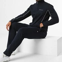 Ensemble Veste Zippée et Pantalon Jogging 218111 Bleu Marine de Champion