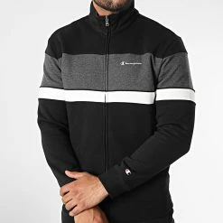 Ensemble Sweat Zippé Et Pantalon Jogging 218112 Noir Gris Anthracite Chiné de Champion -Champion Soldes champion 331539 218112 KK001 20220812T135335 03