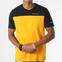 Tee Shirt 217855 Jaune Noir de Champion -Champion Soldes champion 331609 217855 KK001 20220811T151214 03