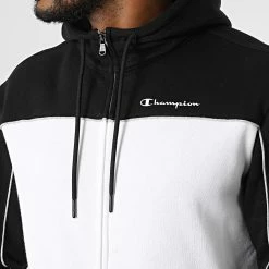 Sweat Zippé Capuche 217851 Noir Blanc de Champion -Champion Soldes champion 331826 217851 KK002 20220811T152135 02