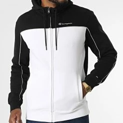 Sweat Zippé Capuche 217851 Noir Blanc de Champion -Champion Soldes champion 331826 217851 KK002 20220811T152136 03