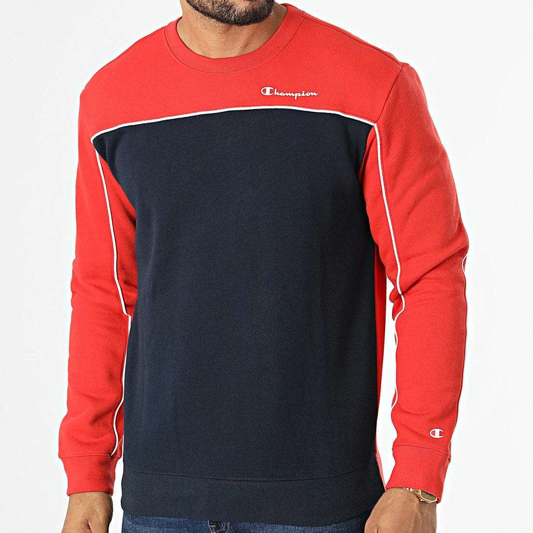 Sweat Crewneck 217852 Bleu Marine Orange de Champion 3 Sweat Crewneck 217852 Bleu Marine Orange de Champion