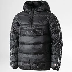 Doudoune Capuche A Bandes Enfant 306199 Noir de Champion