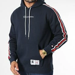 Sweat Capuche A Bandes 217842 Bleu Marine de Champion -Champion Soldes champion 334359 217842 BS501 20220831T155403 03