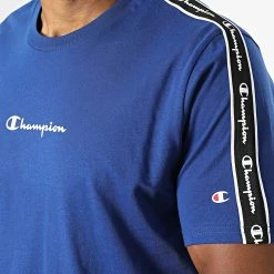 Tee Shirt A Bandes 217834 Bleu de Champion 7 Tee Shirt A Bandes 217834 Bleu de Champion -Champion Soldes champion 336899 217834 BS025 20220916T155738 02