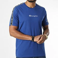 Tee Shirt A Bandes 217834 Bleu de Champion 8 Tee Shirt A Bandes 217834 Bleu de Champion -Champion Soldes champion 336899 217834 BS025 20220916T155741 03