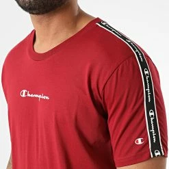 Tee Shirt A Bandes 217834 Bordeaux de Champion -Champion Soldes champion 336903 217834 RS506 20220915T151537 02