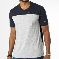 Tee Shirt 217855 Bleu Marine Gris Chiné de Champion