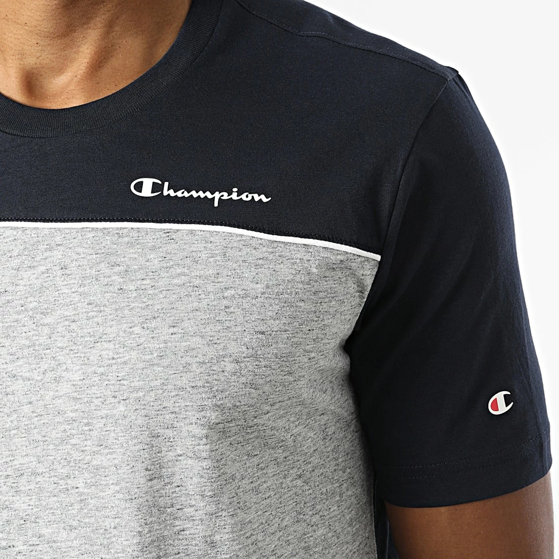 Tee Shirt 217855 Bleu Marine Gris Chiné de Champion 4 Tee Shirt 217855 Bleu Marine Gris Chiné de Champion – Image 2