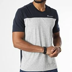 Tee Shirt 217855 Bleu Marine Gris Chiné de Champion 8 Tee Shirt 217855 Bleu Marine Gris Chiné de Champion -Champion Soldes champion 336905 217855 BS501 20220916T155645 03