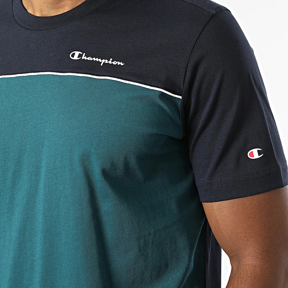 Tee Shirt 217855 Bleu Marine Vert de Champion 4 Tee Shirt 217855 Bleu Marine Vert de Champion – Image 2